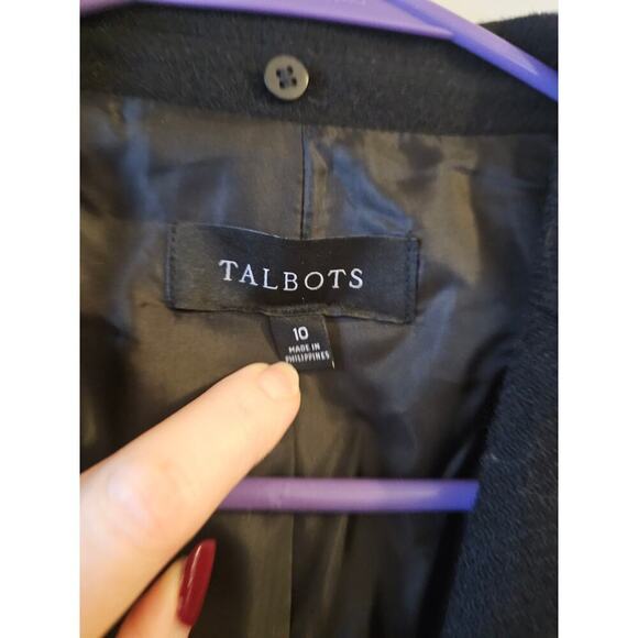 Talbots black wool blend blazer sz 10 Double silver buttons lined - Picture 4 of 6